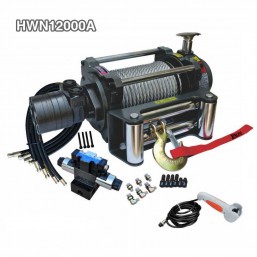 Heavy Duty Hydraulic Recovery Winch 12000 Lbs Come With Electric Valave and Rubber oil Hose